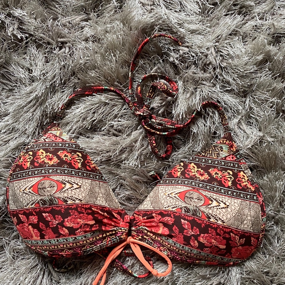 Floral tie push-up bikini top
